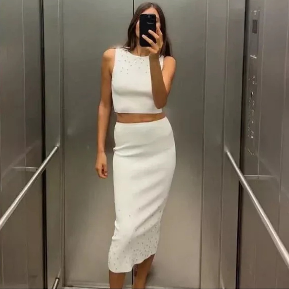 Zara White Pencil Skirt